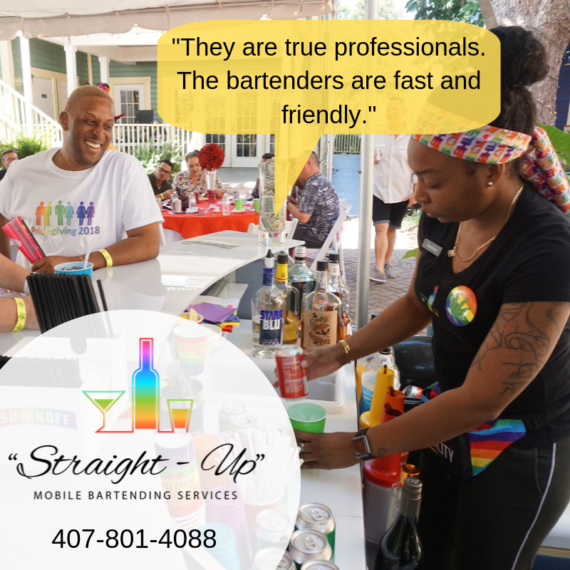 Straight-Up Mobile Bartending Services is a 5-star business. Hear from one of our clients: 

"When I'm throwing a party, Straight Up Mobile Bartending, is who I choose. They are true professionals. The bartenders are fast and friendly." 

Book your bar at StraightUpMobileBar.com