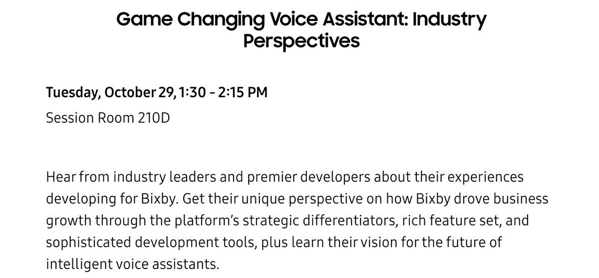 Jennifer Arnold (@_jenniferarnold) on Twitter photo Interested in hearing from industry leaders about their experiences developing for Bixby? Come to my partner panel session at Samsung Developer Conference 2019 samsungdeveloperconference.com/schedule/sessi… #bixby #bixbydevelopers #voicefirst #SDC19 <a href="/samsung_dev/">Samsung Developer</a> Interested in hearing from industry leaders about their experiences developing for Bixby? Come to my partner panel session at Samsung Developer Conference 2019 samsungdeveloperconference.com/schedule/sessi… #bixby #bixbydevelopers #voicefirst #SDC19 <a href="/samsung_dev/">Samsung Developer</a>