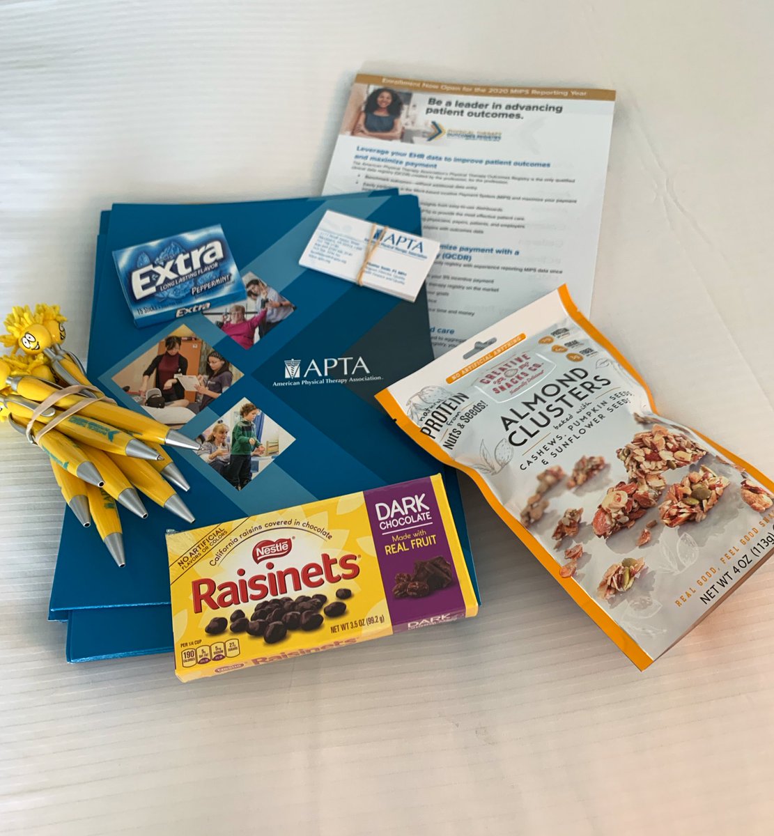 HeatherLSL's tweet photo. You know you are part of the best team ever when your colleagues send your meeting materials with surprise goodies on the road! @ahosmer @APTAtweets #team #BetterTogether #registry https://t.co/TbYQguLUxU