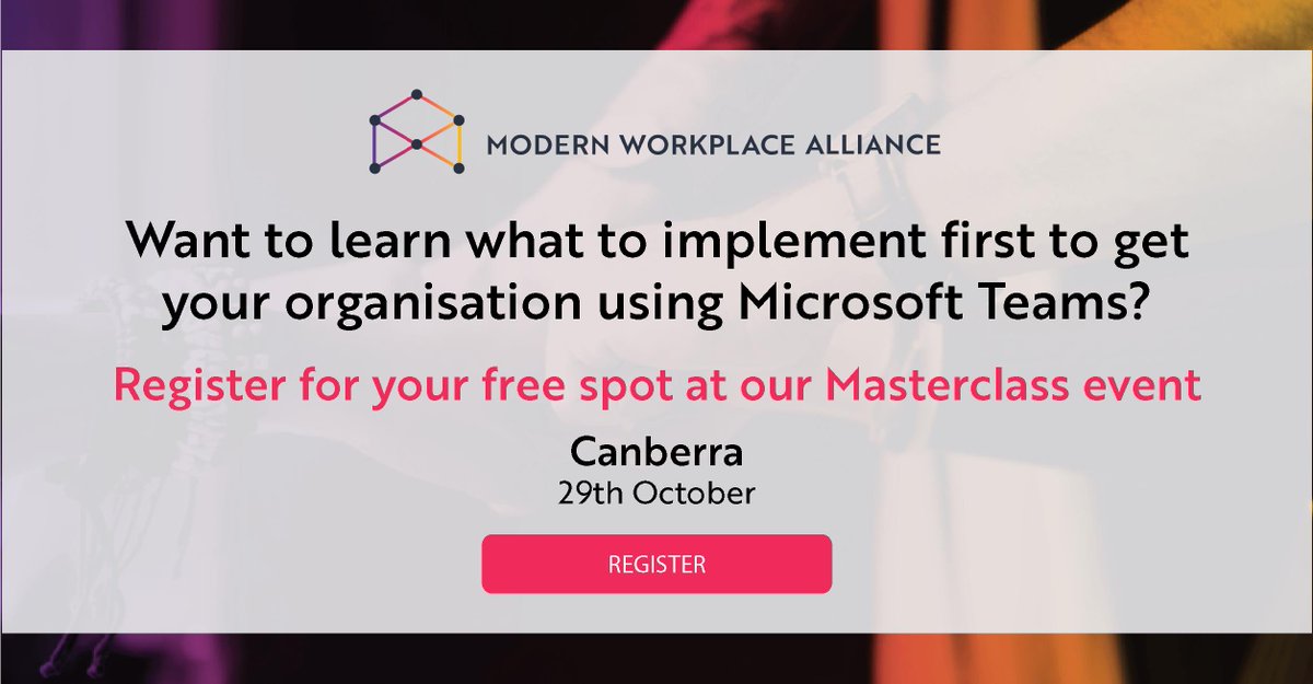 Our Canberra Microsoft Teams Masterclass is coming up on the 29th October. We would love to see you there.

Register now for your free tickets - lnkd.in/gnBxqb6