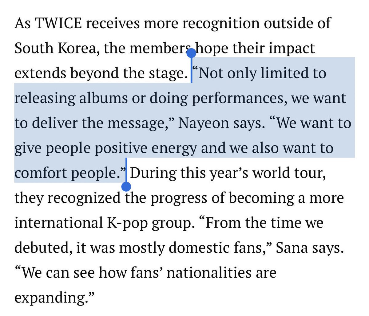 misayeon's tweet photo. TWICE did an interview with TIME and they talked openly about the pressures of fame, about mental health, and Mina. This was candid, unfiltered and I’m so so proud of how far they've come and being able to speak about their struggles like this. @JYPETWICE 
https://t.co/Q71Bfy04Vk https://t.co/TWnEwQGKnM