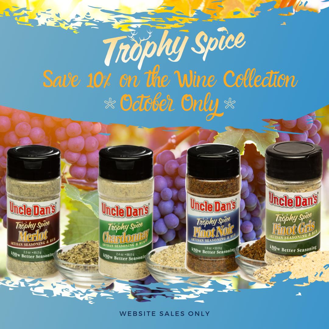 UncleDansRanch's tweet photo. Our monthly promos are back and we're kicking them off this month with 10% off the Trophy Spice Wine Collection. Only in October and only online.
https://t.co/QeVNaZPSed
#UncleDans #TrophySpice #madeinpnw #seasonbetter #makeitfresh #PNW #wine #merlot #chardonnay #pinot https://t.co/bVMPTgWeKN