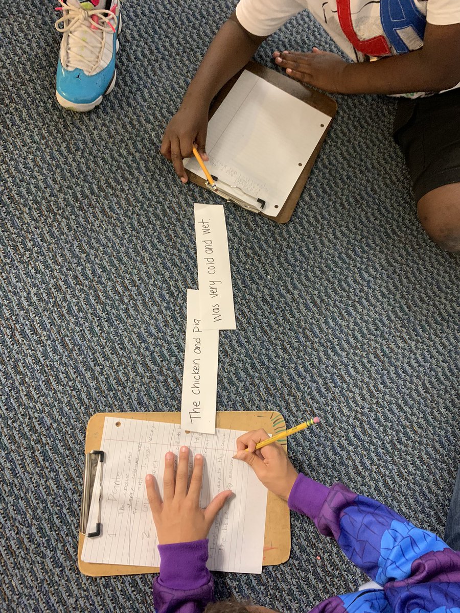 MrsBglover's tweet photo. Learning about subject and predicates this week. We decided to have a little fun and try to make some silly sentences with our strips! #blazingstars #itwasahit @SEstarsR2 https://t.co/oFsGiS79DB