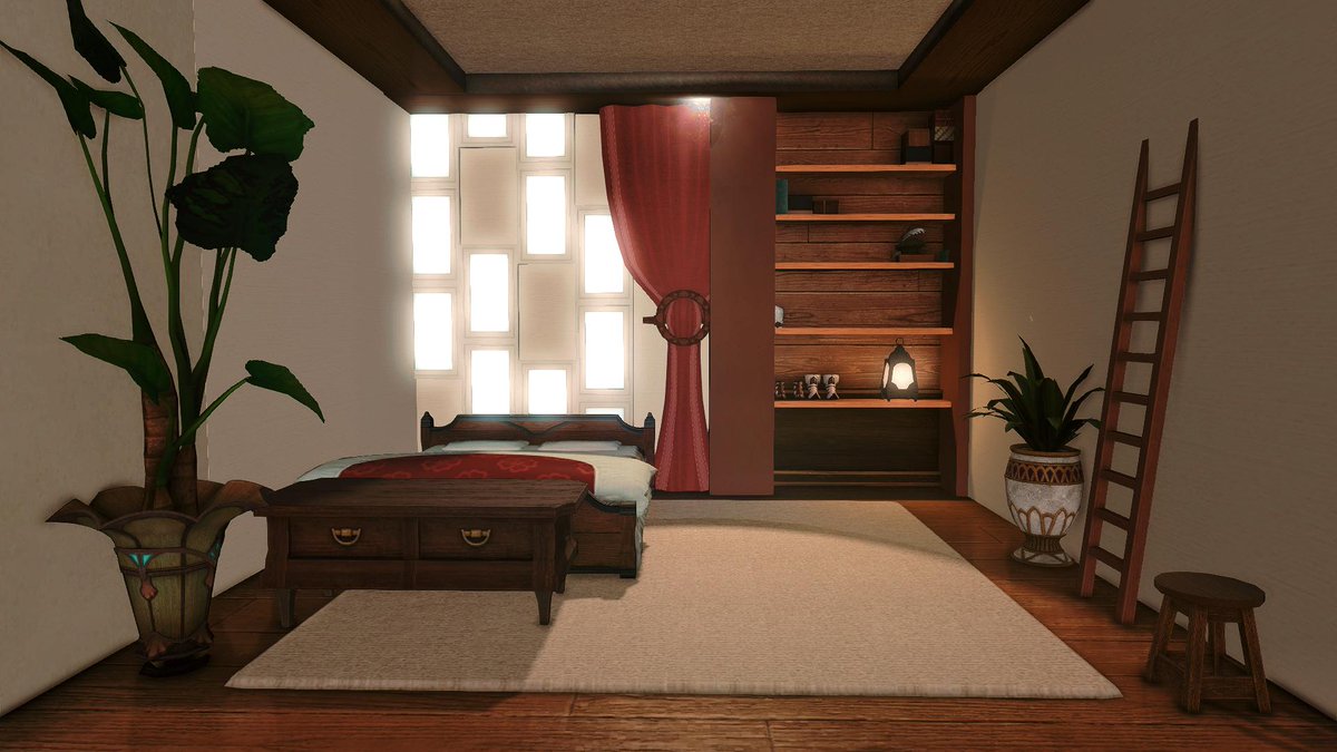 Fel Room Of The Red Couch From Earlier Love Mixing The Walnut Wallpaper With White And A Splash Of Color The Lavender Beds Ward 10 Plot 6 Room 14 Ffxiv