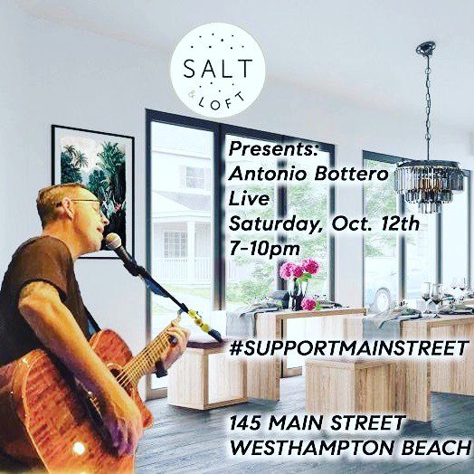 AntonioBottero's tweet image. Main Street is open people! Saturday from 7-10pm @saltandloft #supportmainstreet #antoniobottero #saltandloft #westhamptonbeach #livemusic