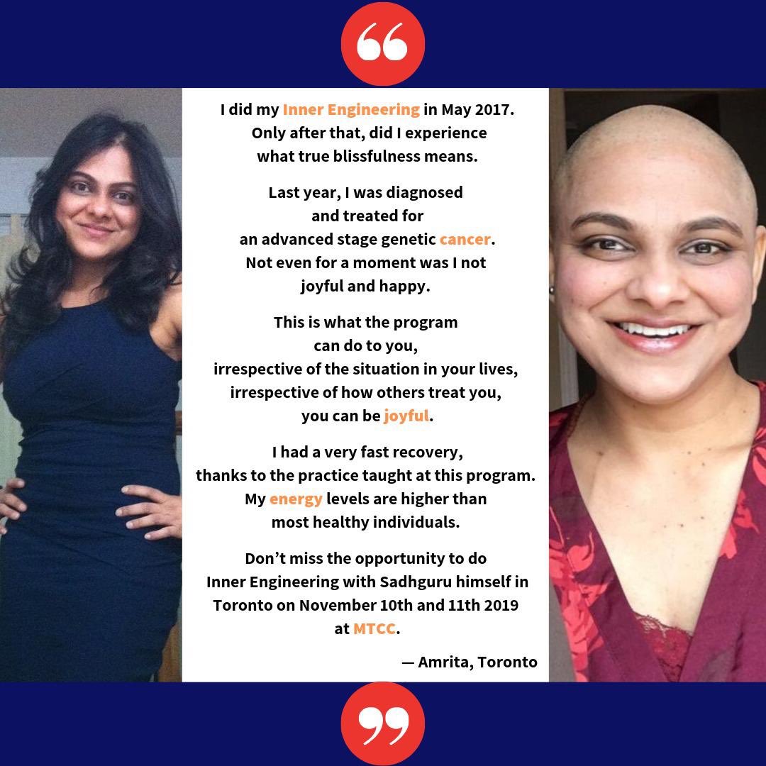 yuliya_0001's tweet photo. Read this beautiful #testimonial and use this amazing opportunity to take #InnerEngineering with #SadhguruInToronto on November 10 & 11
#LifeAfterInnerEngineering
#InnerEngineeringReviews
The special early bird discound closes soon...
https://t.co/bPJD5hg89P https://t.co/p6e9kPsgJp