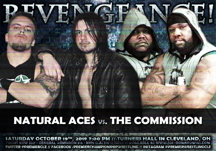 PremierCLE's tweet photo. We saw @sambeale23 &amp; @Myles_Ace debut by nearly taking Tag Champs Crummels &amp; Defarge to their limit. The Commission have yet to be beaten when teaming together in Premier &amp; are looking to prove THEY should be next in line to contend for the gold. It's an important battle 10/19! https://t.co/f5EZpRszRP