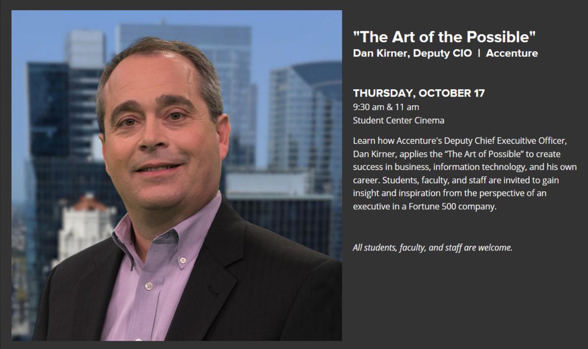 UW-Parkside College of Business, Economics, and Computing welcomes Dan Kirner, Deputy CIO at Accenture as the Fall 2019 Executive in Residence #uwparkside #executive #residence