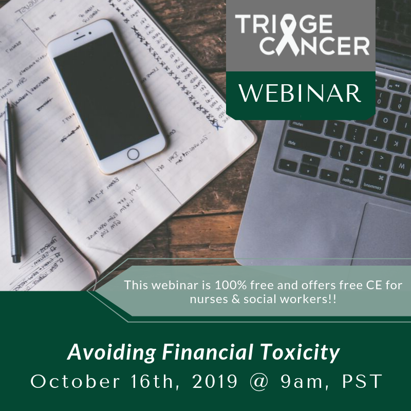 TriageCancer's tweet image. Join us for a FREE, live webinar as part of the #TriageCancer Webinar Series, that will explain the steps that can be taken to reduce the financial impact of a cancer diagnosis! Save your spot now: triagecancer.org/webinars #financialtoxicity #BeyondDiagnosis