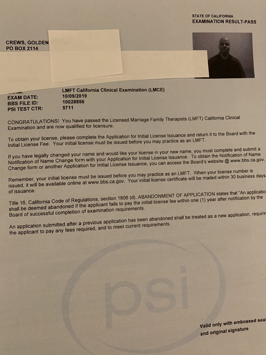 GoldenCrews's tweet photo. Guess who just passed his licensure as a Marriage and Family Therapist? https://t.co/x2kpozcaoP