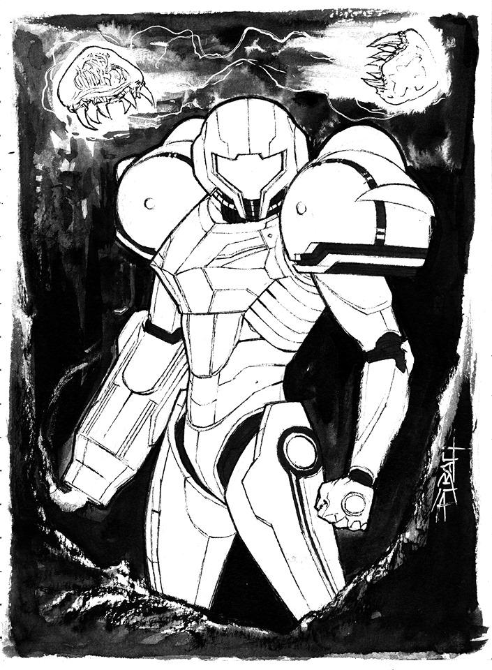Here's the scanned versions of the latest Video game character ink sketches. I'll have these for sale at Baltimore comic con. #Inktober2019 #inksketch #Metroid #ResidentEvil2 