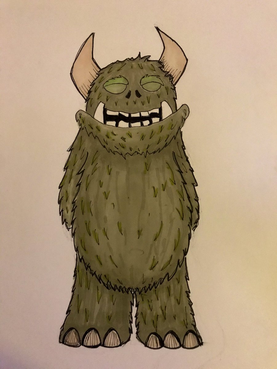 RomerosZombie's tweet photo. Look how happy he is! He’s just picturing a basket of dirty socks topped with bogies. A fat troll that you probably shouldn’t accept a dinner invitation from 🎃

@Helmetgirl
#camilladerrico
#camillasdrawlloween 
#inktober 
#fattroll
#drawlloween
#troll https://t.co/kzpXE5gRLv