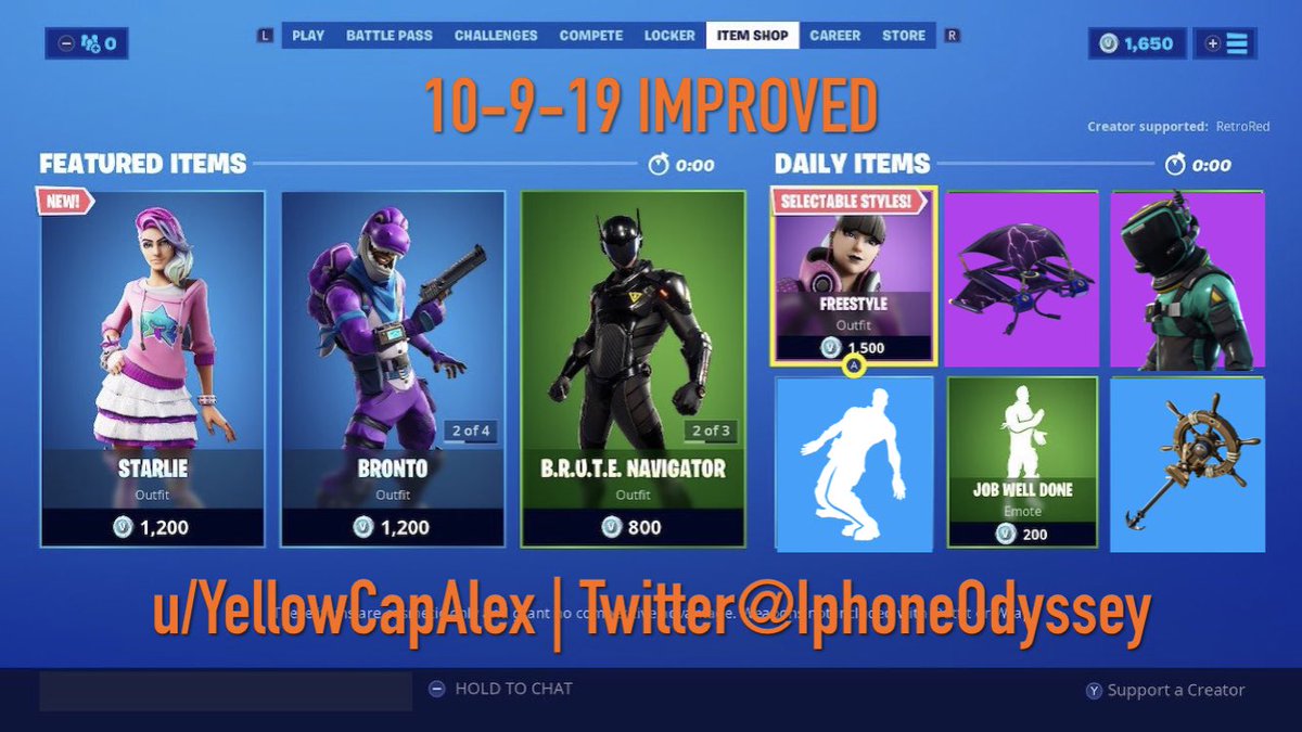 IphoneOdyssey's tweet image. (3/3) bro y did daily reset early and where is sans?

[Job Well Done was last seen 257 days ago]
Fortnite 10-9-19: docs.google.com/document/d/13z…