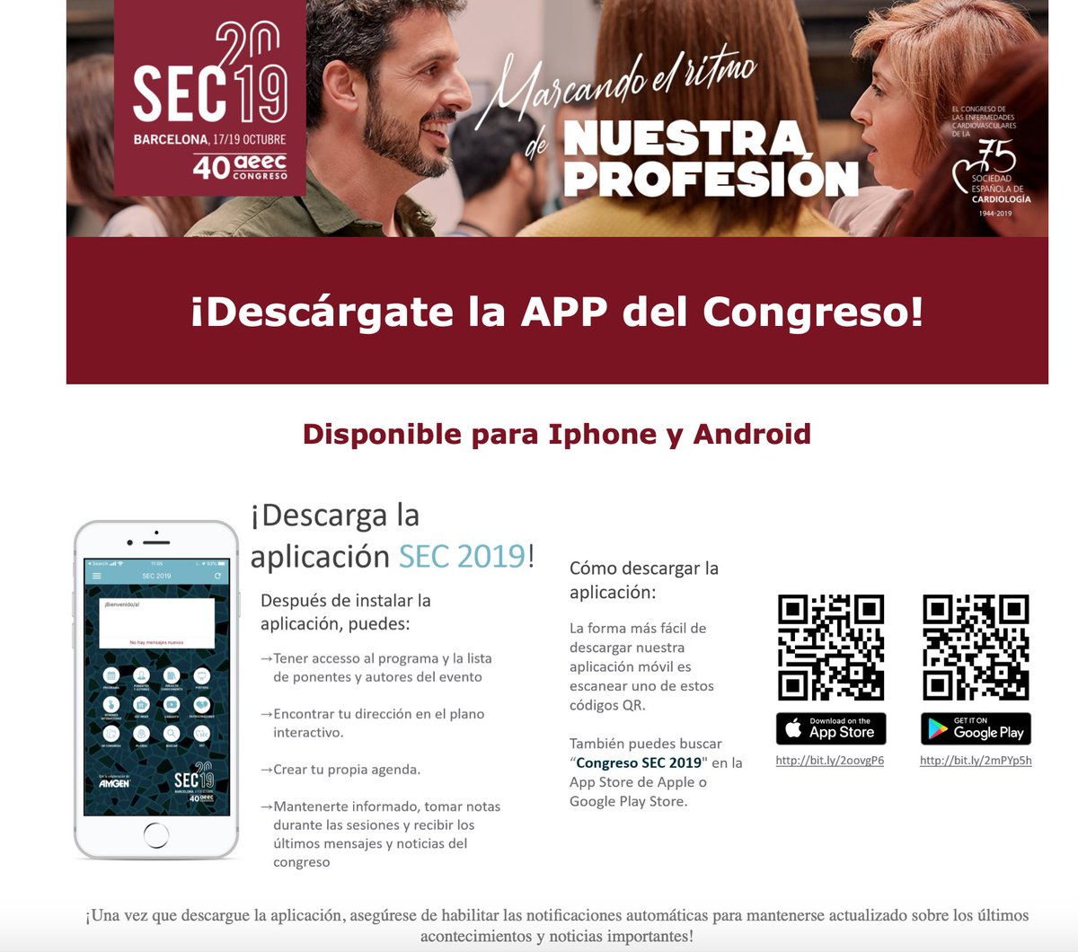 cyexcongresos's tweet photo. Si vas a asistir al congreso de la @secardiologia descárgate la App #sec2019 https://t.co/CpJ40kGljF