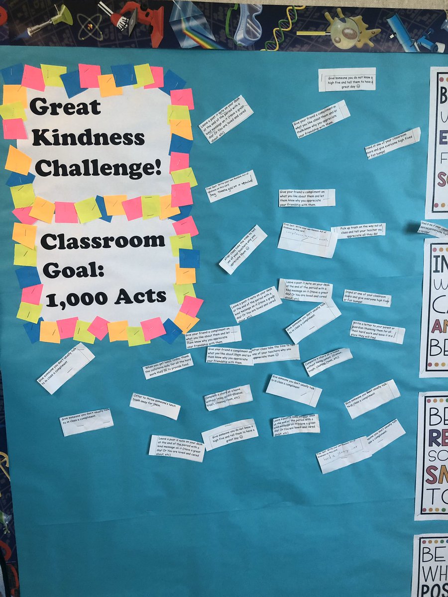 MrLindsey_NGSS's tweet image. A3 I challenged my 8th graders to reach 1,000 acts of kindness. Students take a challenge on their own. It’s not an assignment. #BunceeChat #SparkEmpathy