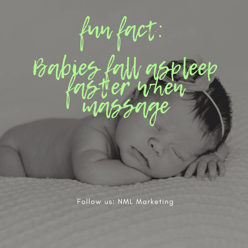 MarketingNml's tweet photo. Trivia for this week: Babies fall asleep faster when it massaged 

Babies fall asleep faster when massaged than when rocked, and they stay asleep rather than waking the moment Mom tiptoes away.

https://t.co/z8iOLj4yUB https://t.co/OYbgA3sVCx
