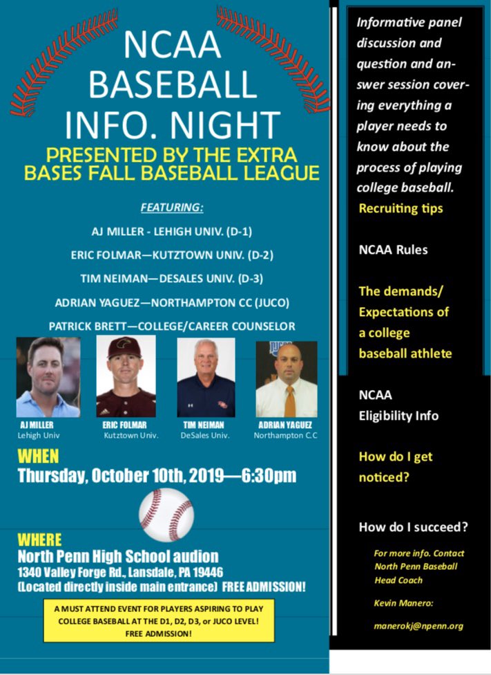 Tomorrow night is the night- an invaluable presentation from D1, D2, D3, and JUCO coaches on all the real, unfiltered info on what it takes to play at the next level. It’s free and it’s real. <a href="/EBFBL/">ExtraBases Fall Ball</a> <a href="/nextlevelbb/">Next Level Baseball</a> @32cf10 <a href="/SOLsports/">SOLsports</a>