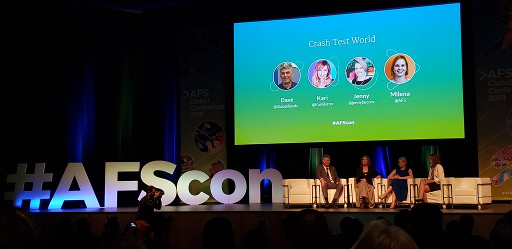 Crash Test World is debuting soon. 6 new episodes you don't want to miss. Seriously! Thanks to the panel and #afscon for giving us a sneak peek!  @KariByron @GlobalReady @jennybuccos @AFS