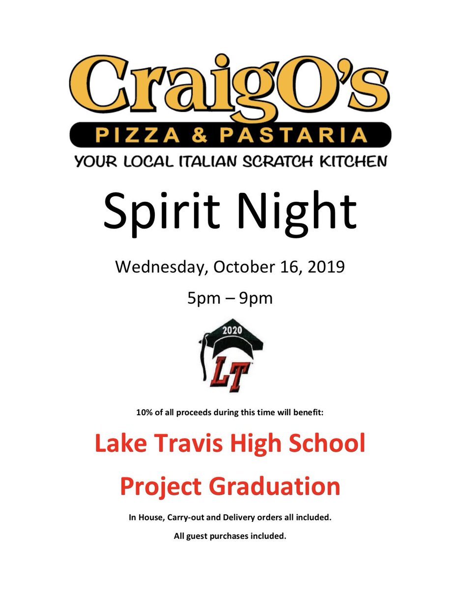 LTProjectGrad's tweet image. Project Graduation Spirit Night!
Wednesday, October 16th 5-9pm      All guest tickets included!! #GoCavs