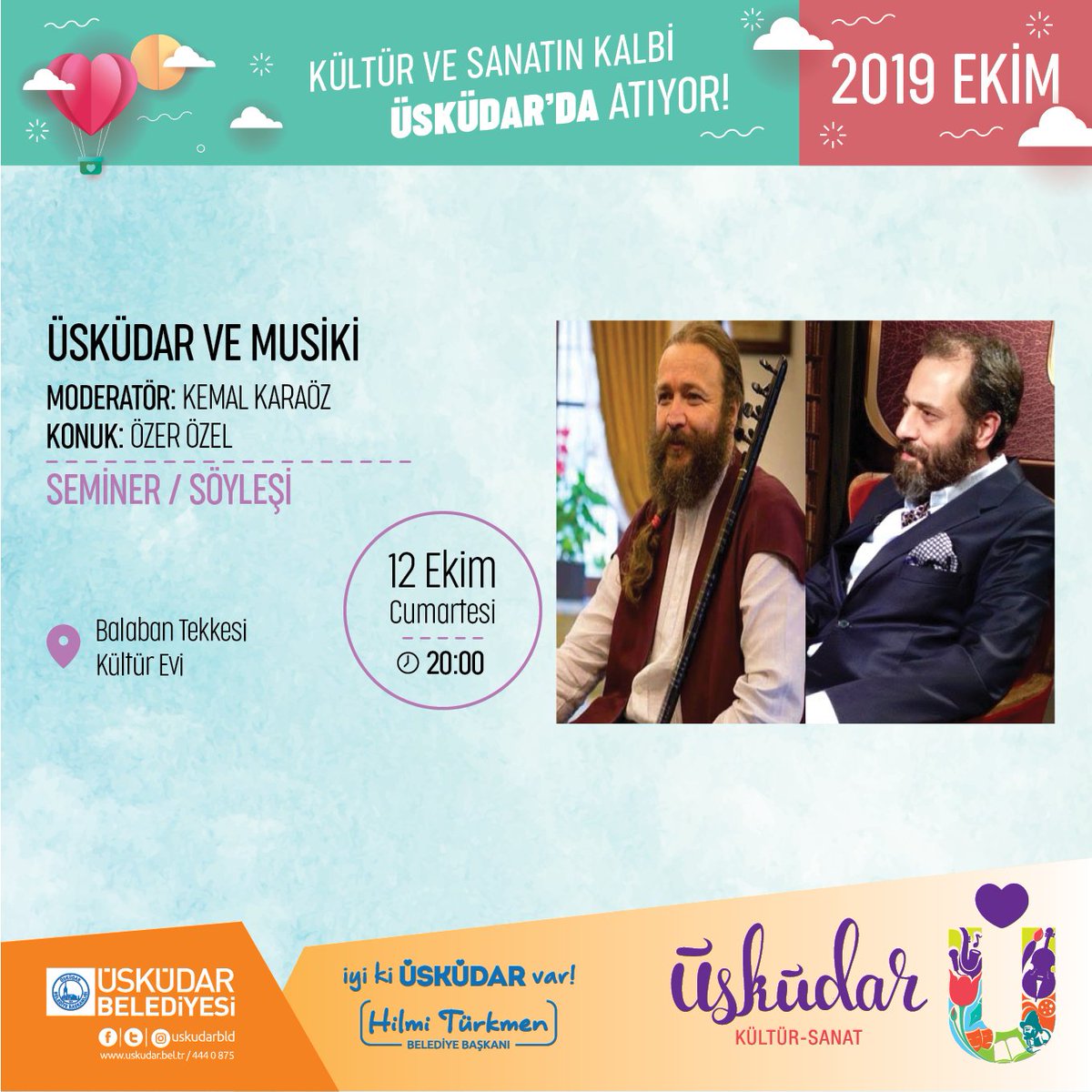Üsküdar ve Musiki
Moderatör: Kemal Karaöz
Konuk: Özer Özel
📅 12 Ekim, Cumartesi
⏰ 20:00
📍 Balaban Tekkesi Kültür Evi
📌 Ücretsiz
<a href="/hilmiturkmen34/">Hilmi Türkmen</a> <a href="/uskudarbld/">Üsküdar Belediyesi</a> <a href="/BalabanTekkesi/">BalabanTekkesi</a>
