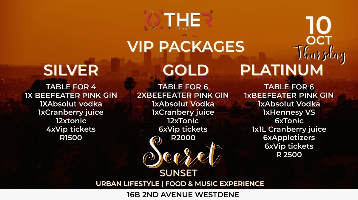 Cool_Strangers's tweet photo. Soulé Loungery Sundowners #SecretSunset🚀🚀🚀
📍@TheOtherVenue, 2nd Avenue
📅 Thursday, 10 October
🕰 4PM - Late
🎛 Neosoul. Hip Hop. Jazz
☎ Table Bookings: 072 382 5496
#AlternativeVibes #AlternativeMusic #Macufe2019 https://t.co/gLnticuVdB