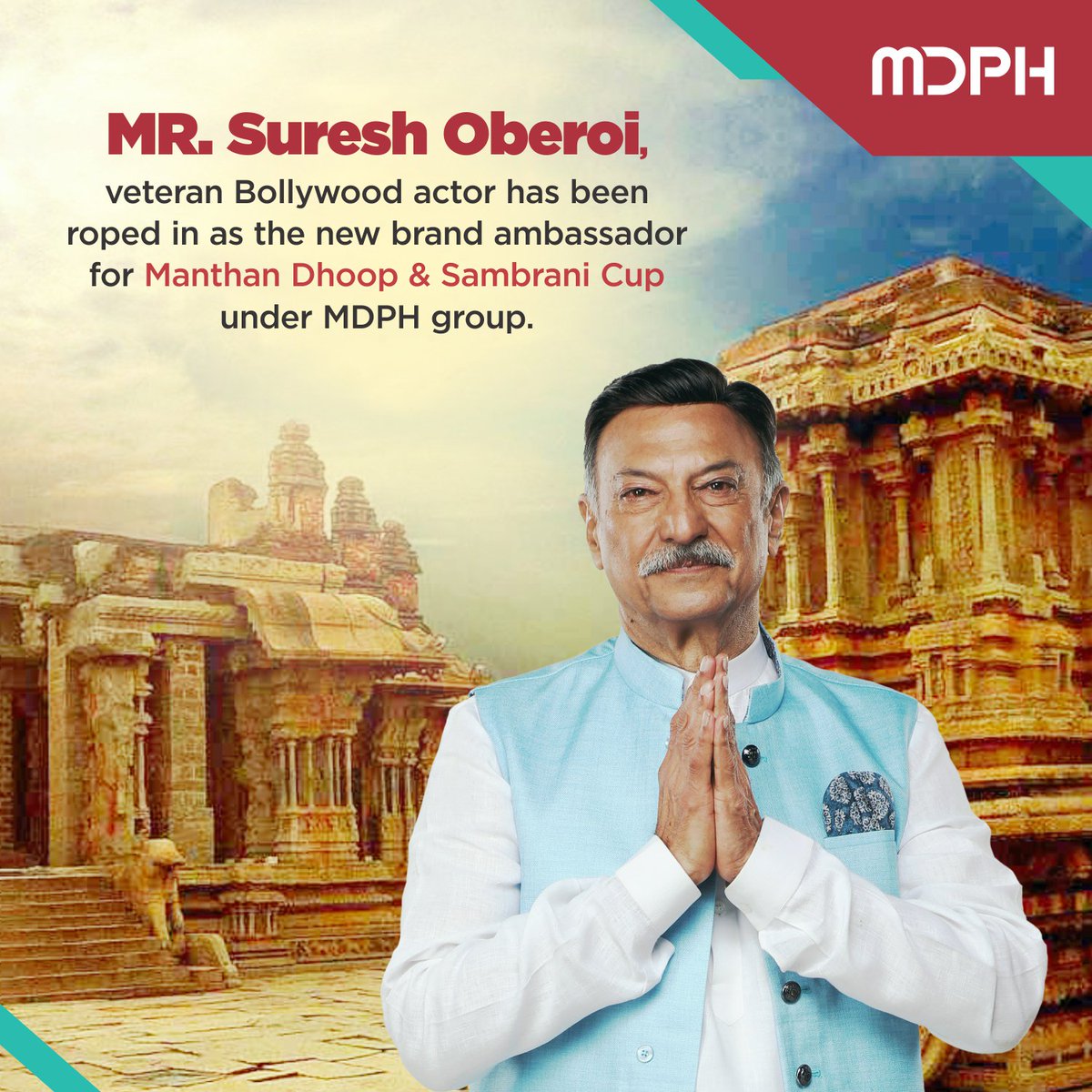 mdphgroup's tweet photo. Manthan Dhoop by Group MDPH welcomes Mr. Suresh Oberoi, known bollywood actor as Brand Ambassador.

#MDPH #Manthandhoop #Sambranicup #inspiration #luxury #fragrances #follow #goodVibes #FridayThoughts #success #lifestyleblogger #bollywood #actor #SureshOberoi #BrandAmbassador https://t.co/47uTOKqK5F