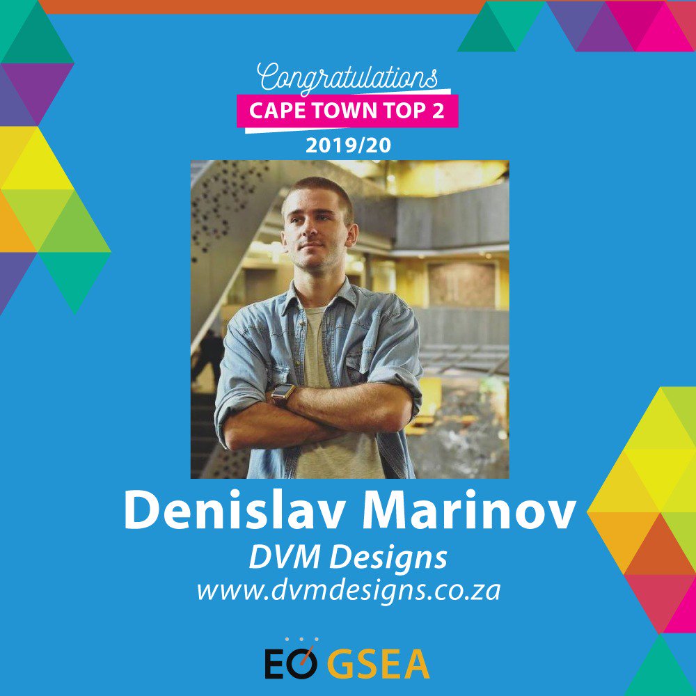 EO_GSEA's tweet photo. Breaking news from Cape Town! Vuako Aky Khosa of @CShoelaundry and Denislav Marinov of @DVM_Designs will advance to the South Africa national competition to face off against Johannesburg and Durban finalists.

Who will represent SA on their home turf at Global Finals in April? https://t.co/dh6afznaCl