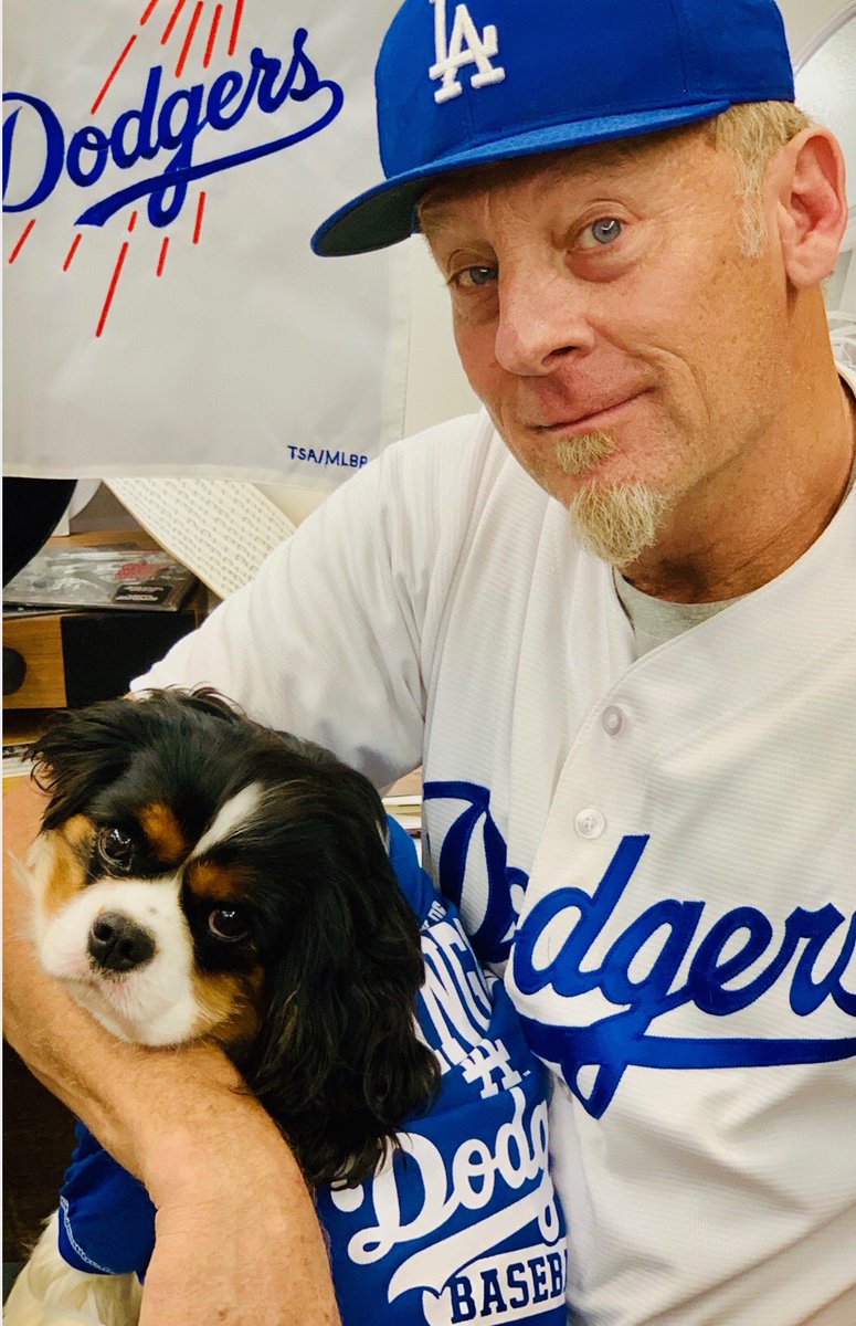 Wynonna's tweet photo. Starlet & @cactusmoser, wearing their "Go Dodger" blues! ⚾️🧢⚾️🧢⚾️🧢⚾️🧢⚾️ #Dodgers #StadiumBound #kikehndez #redturn2 https://t.co/fzk3vB7vGW