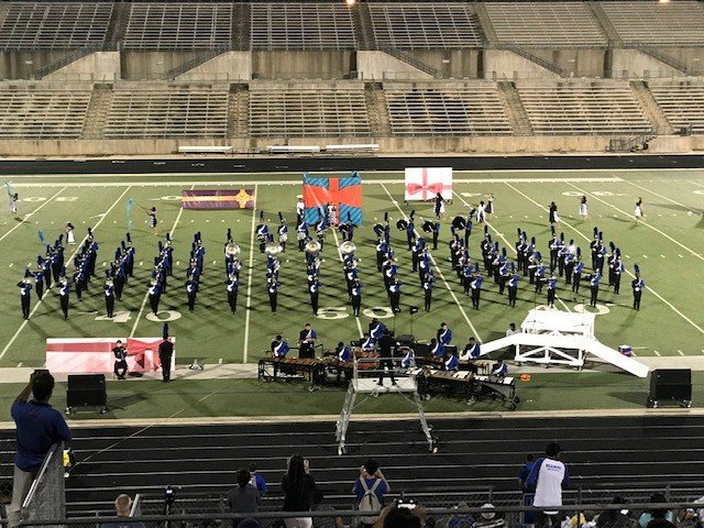 ehsbandguard's tweet photo. Extremely proud of our Elkins Marching Knights this evening at the #FBISDBandNight tonight! Special shout out to all of our MS students for supporting us tonight. Catch us this Saturday at the Gulf Coast Classic Marching Contest! #bandtober #tisagift #EHSband @FBISDFineArts https://t.co/fwcFrwU9CH