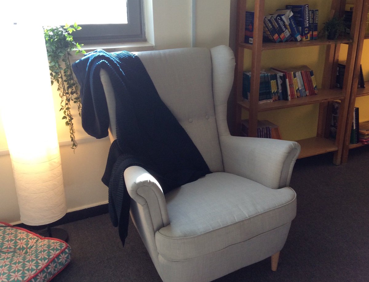 Just one of the lovely reading spaces in the secondary department of the school I’ve been working with in Jordan this week. 👍🏻