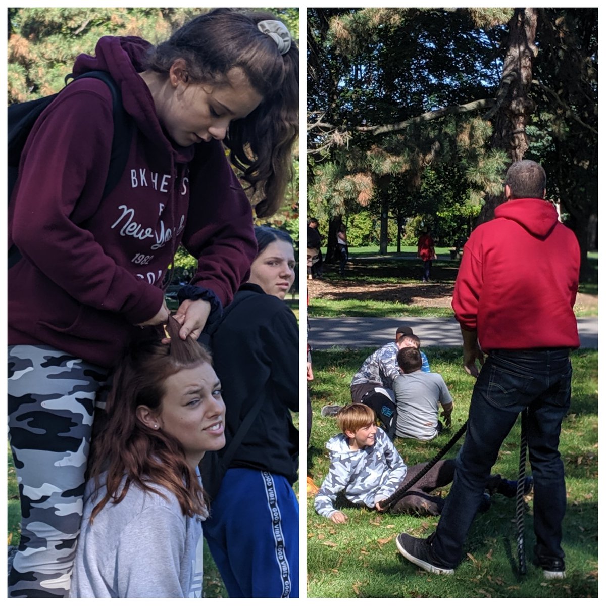 LearnwithMsLo's tweet photo. The intermediate students @QueenMary_HWDSB took advantage of the beautiful weather today & spent an afternoon @gageparkhamont #fallweather #GreatThingsHappenHere #laughter #outdoorexcursion #friendship https://t.co/vlJnN8M8Qr