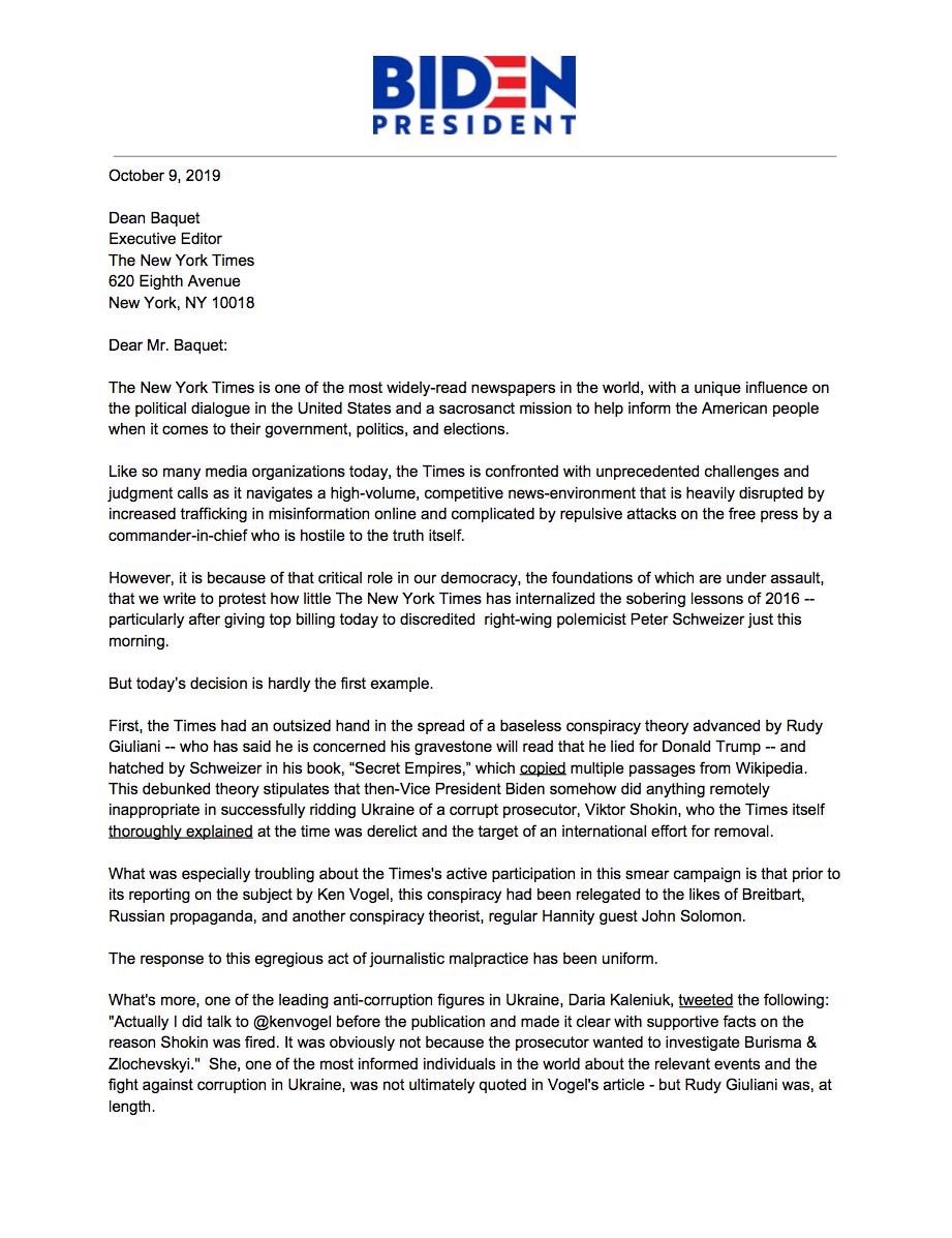 Oliver Darcy on Twitter: "Here&#28;s the letter Biden deputy campaign