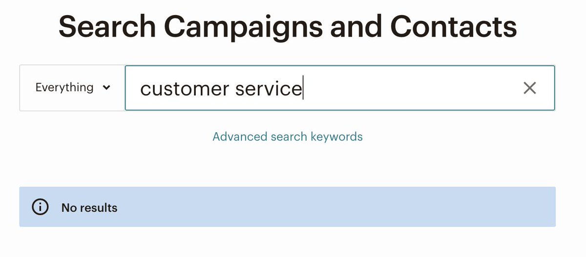 This is a screenshot from my search on <a href="/Mailchimp/">Intuit Mailchimp</a>'s site. No shocker here. They have no customer service.