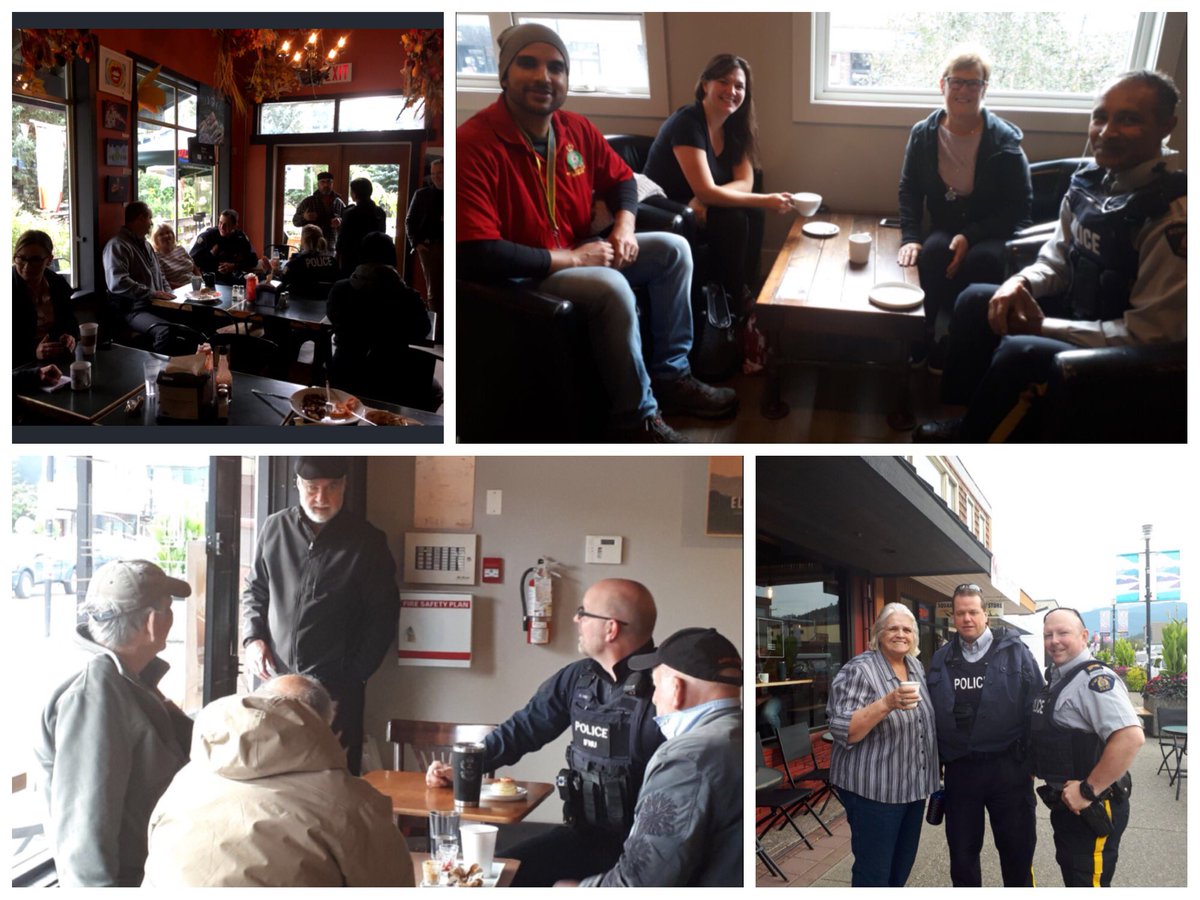 SquamishRCMP's tweet photo. Last week Squamish RCMP held its 3rd Edition of #coffeewithacop @WhistlerRCMP joined in breaking barriers as well and both events were amazing! Thank you to all that attended and to #theledge and #alpinecafe for hosting!! #CommunityEngagement #ThisIsWhatWeDo #squamish #whistler https://t.co/0GEEFw6vjo