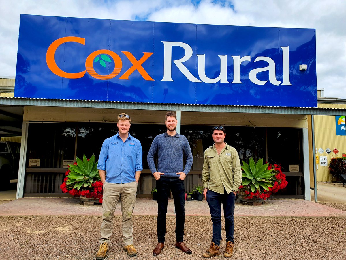 Great to catch up with <a href="/EatsLochie/">Lochie Eats</a> and Seamus McMurray at Cox Rural this morning. Off to our training session with <a href="/AgriWebb/">AgriWebb</a> in Lucindale this afternoon. Hit the link below if you'd like to join agriwebb.com/event/sa-roadt…