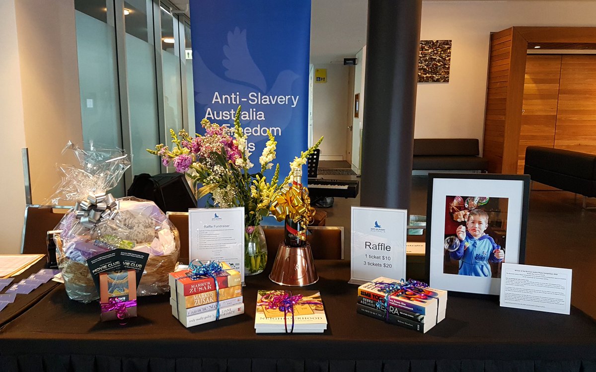 AntiSlaveryOz's tweet photo. Thanks to our generous raffle prize donors for tonight's #ASAFreedomAwards:
@palacecinemas @tarongazoo @MacmillanAus @BMRoasters @picadorbooks #nicepak #beyondhealingmassage!
#modernslavery @UTSEngage @UTSLaw https://t.co/andvTbIc17