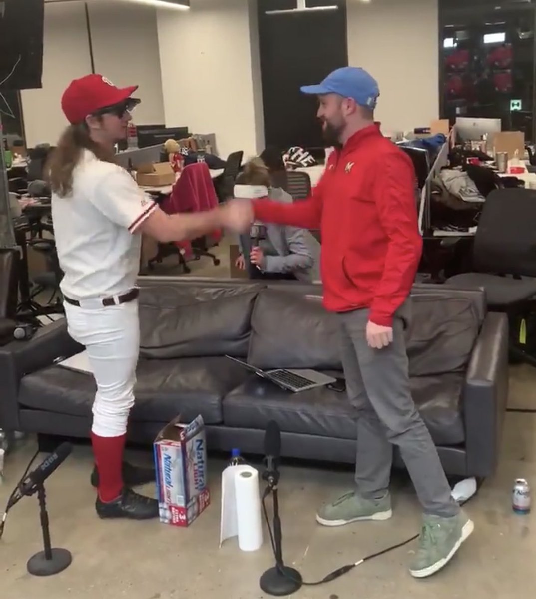 ColeyMick's tweet photo. Nationals fans celebrating their first playoff series win EVER vs. Yankees fans beating the Twins for the 100th year in a row #Perspective #Class #Honor #MakesYouThink https://t.co/sUXCaJyzqH