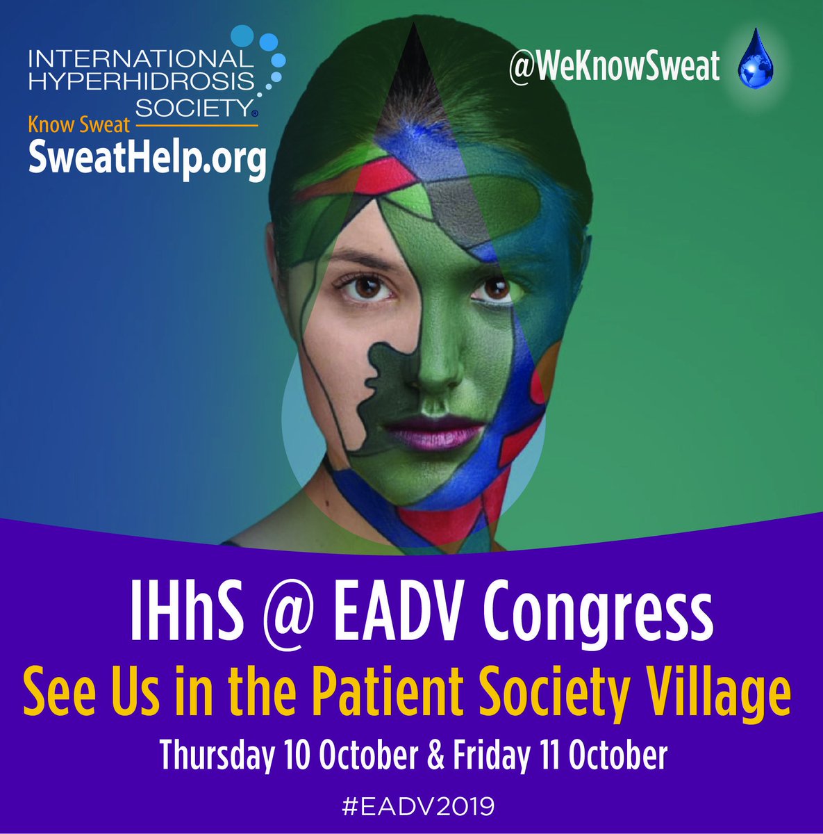 Visit @EADV #PatientSocietyVillage Oct. 10-11 @EADV Hall 09 to #discover #PatientVoice insights. The International #Hyperhidrosis Society is in great company: @IADPO @Europso_org @PsoriasisIFPA @EFA_Patients @PsoriasisEnRed @GA2P2 @ISFcharity #EADV2019 buff.ly/2pDk8hP