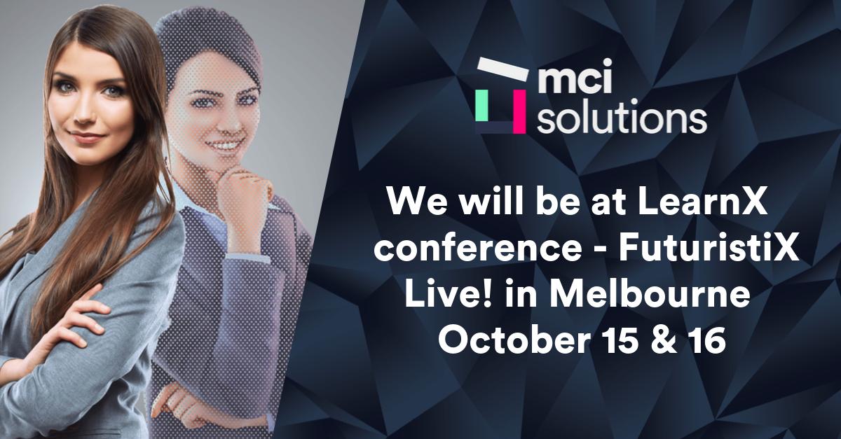 mcisolutionsau's tweet photo. Will you be attending #LearnX next week in Melbourne?
Our team will be there for both days (15th &amp; 16th October) and we are looking forward to seeing you! Dr @denisemeyerson will be presenting a breakout session on Day 2 (16th October). Come visit us! https://t.co/5F2JFa5Rqm