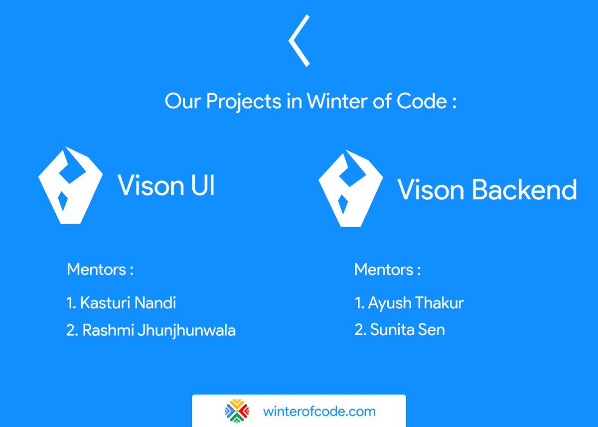 tcf4code's tweet photo. The Code Foundation is one of the participating organization in the Winter of Code-19. We bring forth Vison Backend and Vison UI for the participants to choose from. Take a feel of the codebase. 
For more details visit: https://t.co/Sz9wc3zze0

#thecodefoundation #winterofcode https://t.co/QZINfpMzsu