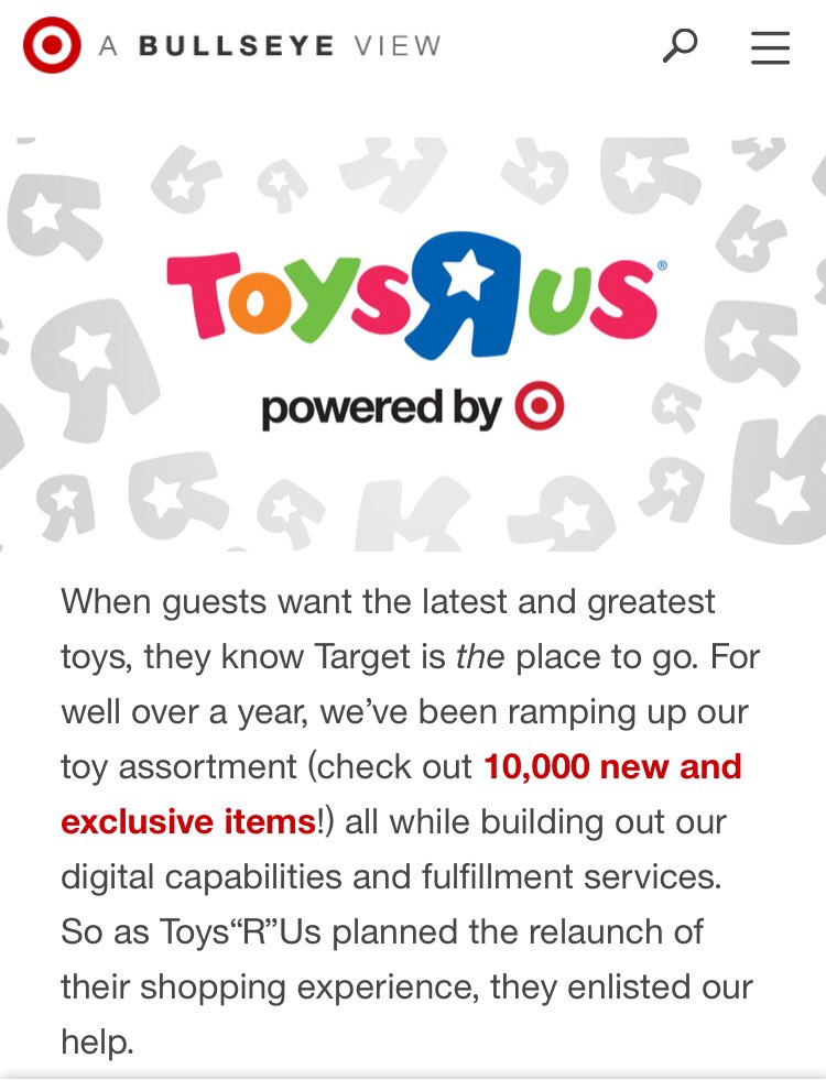 AKMera34's tweet photo. Toys R Us powered by @target 🎯🦒 https://t.co/xwtTEVZ21z