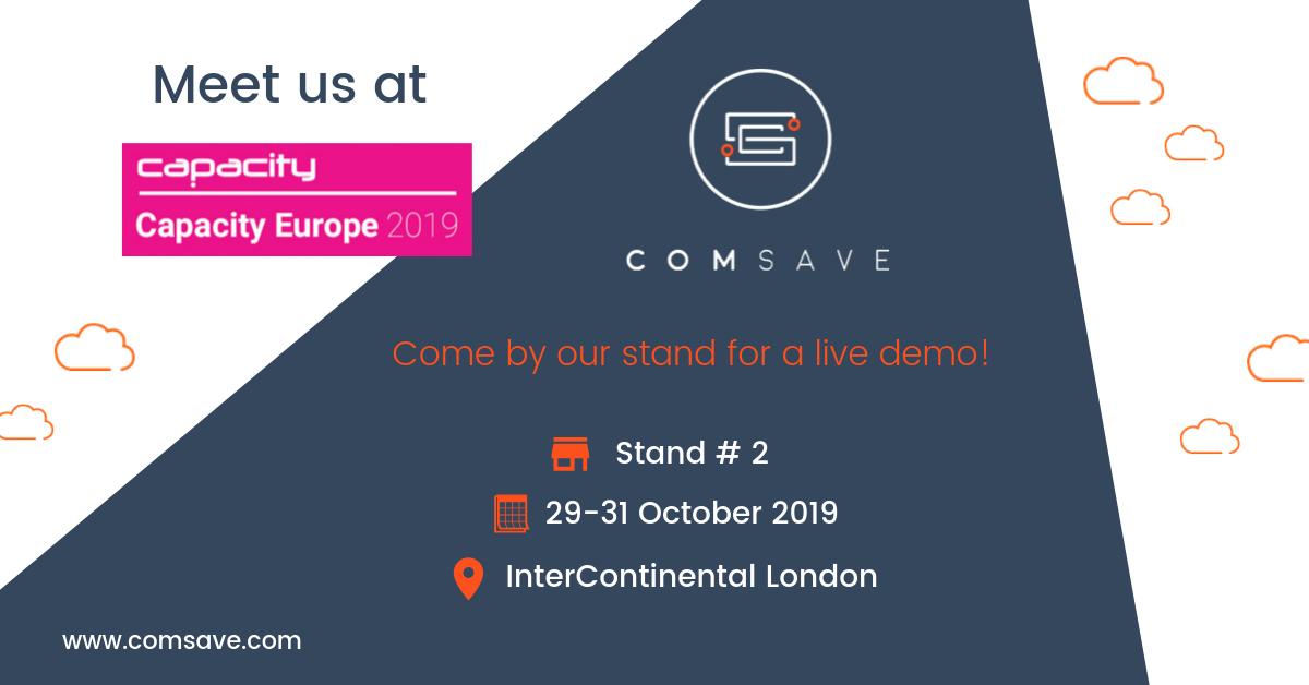 MEET COMSAVE AT #CapacityEurope2019! Connectivity should be quick, easy and fun, right? Did you know you can source, quote and order, all in one platform? Message partners@comsave.com to book a live demo at Capacity or visit comsave.com!

#capacitymedia #comsavenews