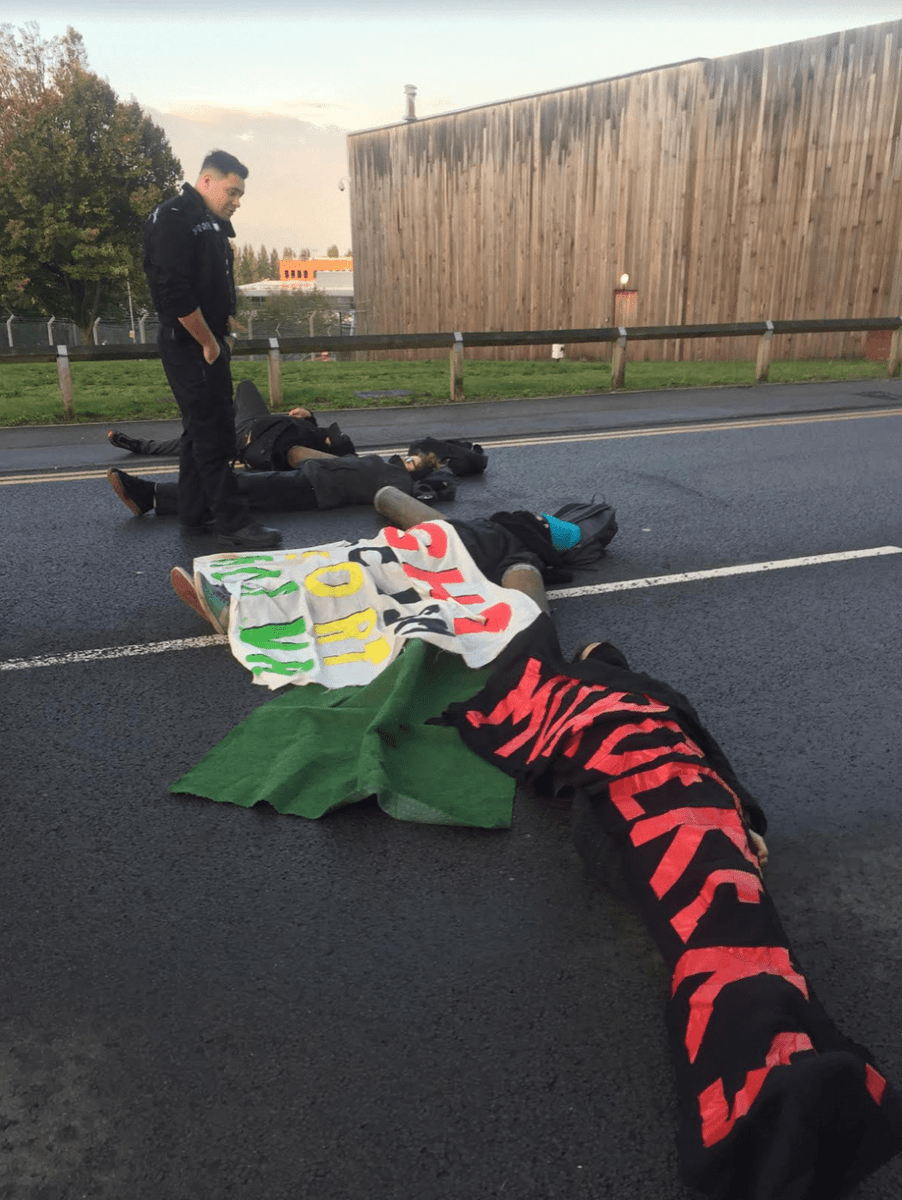 Freedom_Paper's tweet photo. BREAKING: Protesters against Turkish invasion blockade arms companies in Filton https://t.co/NJjuyId3CA https://t.co/C4th31wrtz