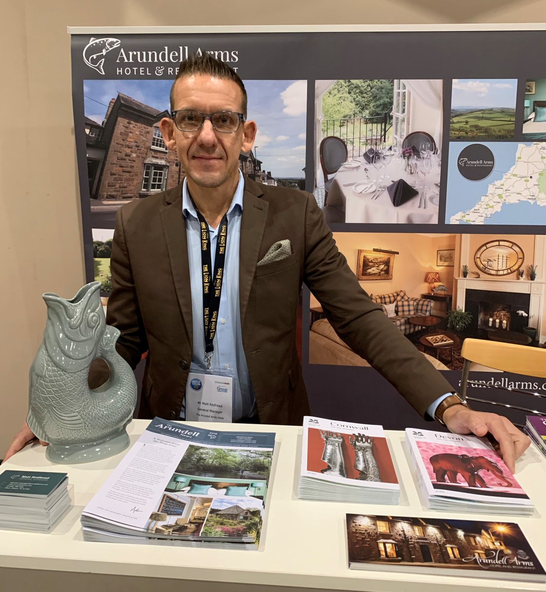 Here's our general manager Matt on Travel Row (stand 4) at the 
<a href="/GroupTravelShow/">Group Leisure & Travel Show</a>
 today ready to meet lots of lovely group travel organisers. Please pop by and say hello if you're visiting the event today. #grouptravel #GLTShow #TravelTrade #arundellarms #onthedevoncornwallborder