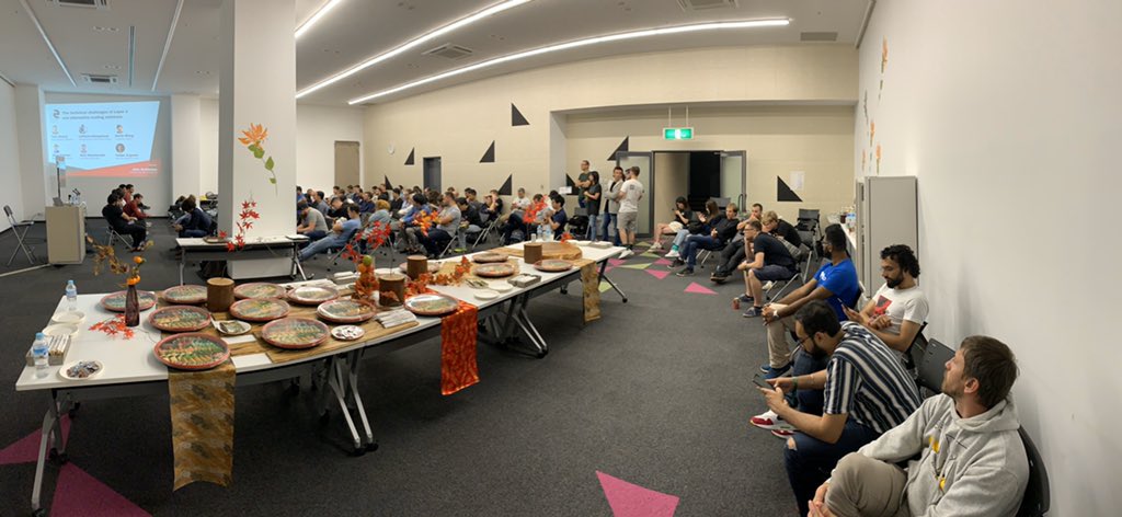 geo_protocol's tweet photo. The #Layer2 #Meetup: #Osaka edition is ongoing now. 15 great speakers, around 90 visitors, great atmosphere, tons of information. And hey, tasty food as well! 🍣 https://t.co/ulJzLuJBiu