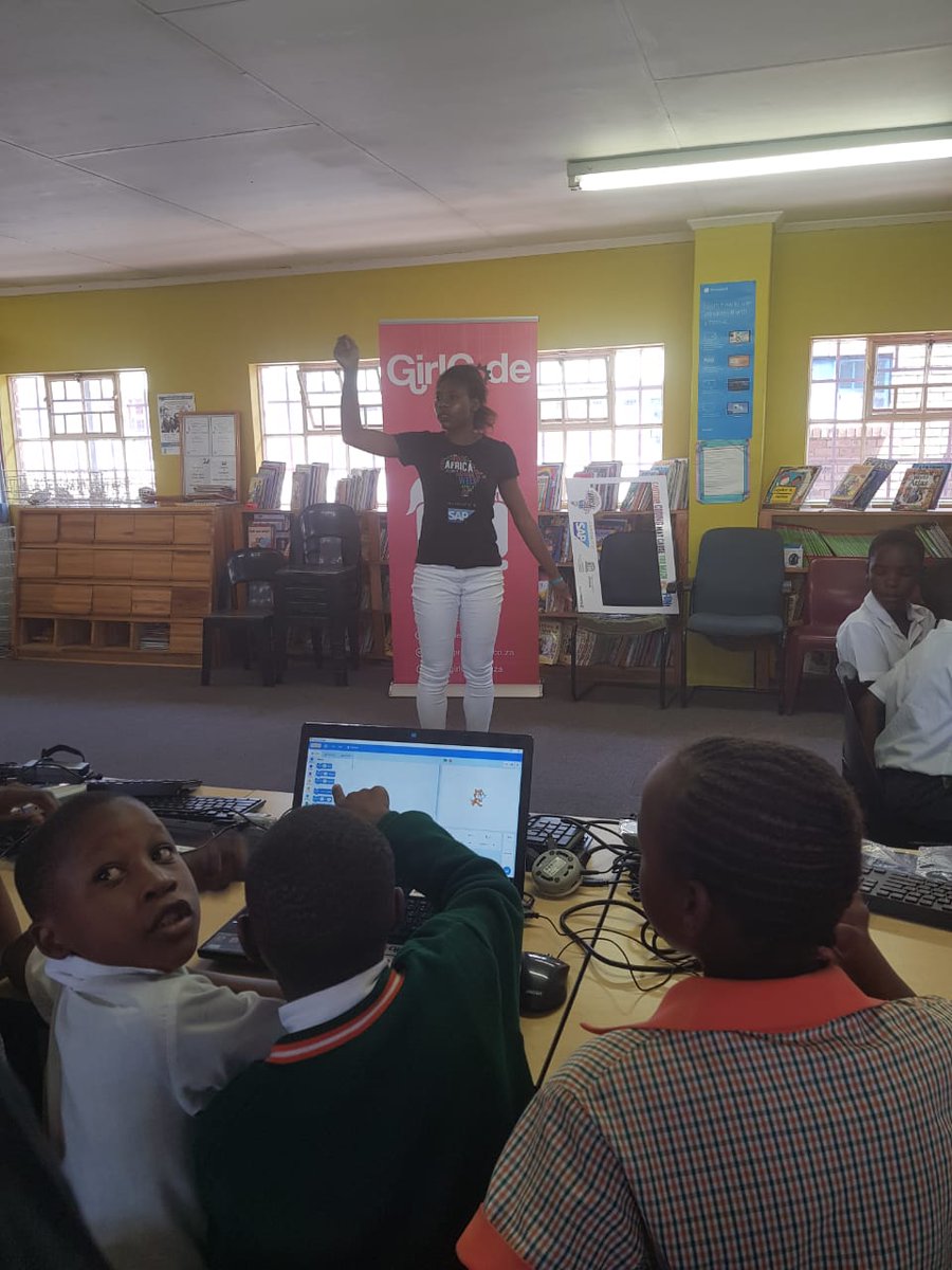 GirlCode_za's tweet photo. Shout out to @Entelect for the loan devices that allowed us to teach at schools without computer labs. We've been partnering with them for the past 5 years to empower young girls and women. #AfricaCodeWeek #ACW2019 https://t.co/42kfYc0dsg