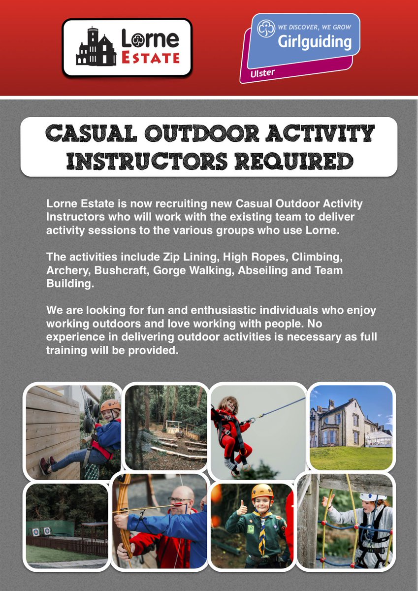 We are recruiting casual outdoor activity instructors to join our team!

To find out more and apply >>> bit.ly/2MrDb6A

🏹🧗‍♂️