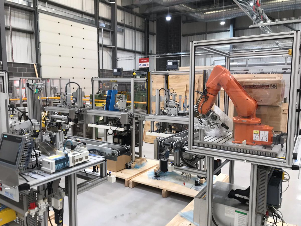 NWTC’s new Flexible Manufacturing System, 
The Skills apprentices will enhance whilst using the FMS equipment are:-
Robotics, Programmable Logic Control systems
Electronics, Hydraulics, Pneumatics
Conveyor Systems, Process Automation
Mechatronics, Factory Automation