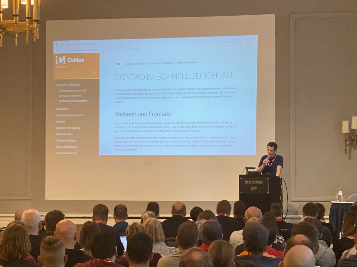 Das neue Contao Handbuch docs.contao.org/manual/ und die neue Contao Entwickler-Doku docs.contao.org/dev/ sind online. 🚀 Vielen Dank an Bjarke und @fritz_mg #Contao #ContaoKonferenz19