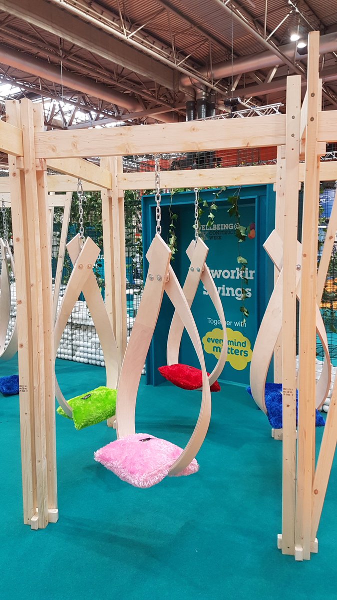 Networking swings in the wellbeing zone at uk construction week. @buildersbrew <a href="/fisorg/">Fit-Out Sector</a> #worldmentalhealthday #ukcw2019